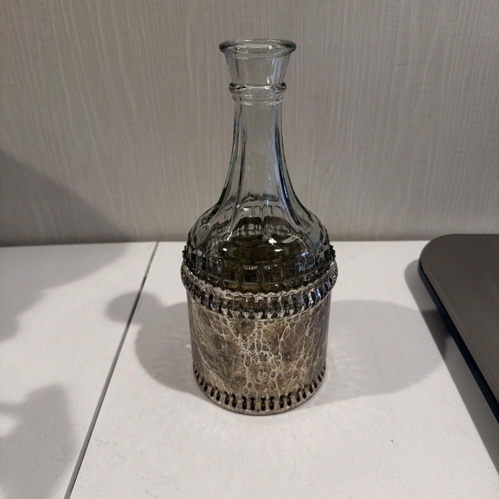 Vtg Gales of Sheffield‎ England Silver Plate Crystal Decanter Bottle No Top